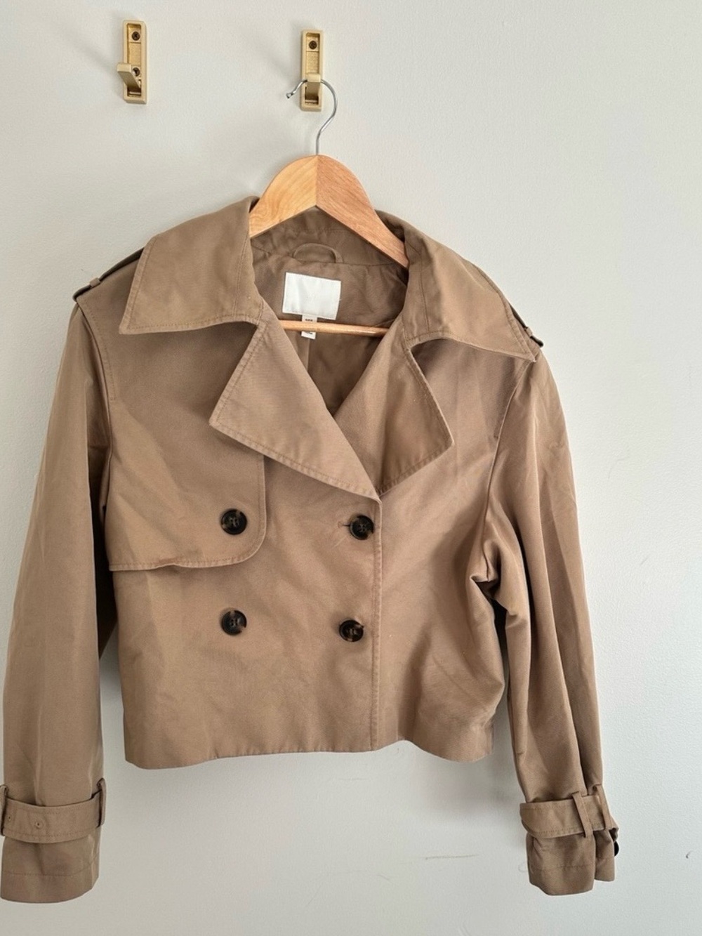 H&M Women’s Cropped Trench Coat Jacket - Taupe